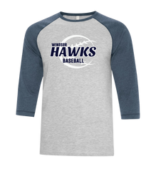Hawks Baseball Adult Two Toned Baseball T-Shirt with Printed Logo