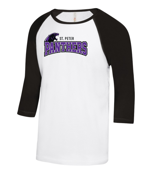 St. Peter Panthers Adult Two Toned Baseball T-Shirt with Printed Logo