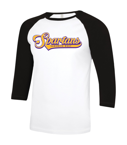 Spartans Staff Adult Two Toned Baseball T-Shirt with Printed Logo