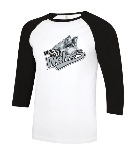 Wolves Two Toned Baseball T-Shirt with Printed Logo YOUTH