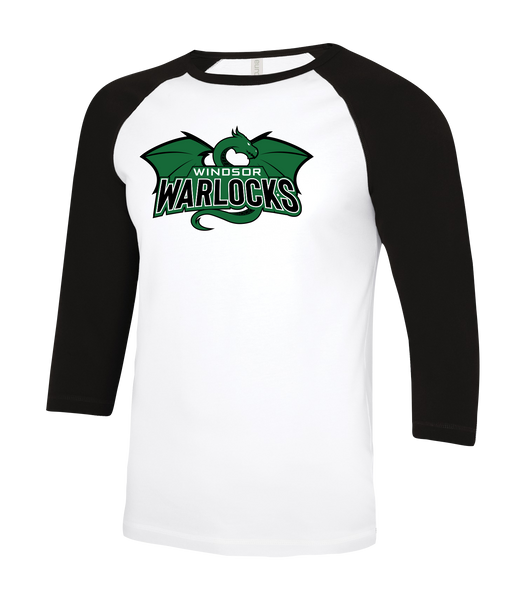Warlocks Adult Two Toned Baseball T-Shirt with Printed Logo
