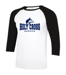 Holy Cross Staff Two Toned Baseball T-Shirt with Printed Logo