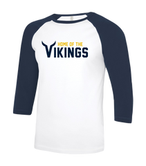 Vikings Staff Adult Two Toned Baseball T-Shirt with Printed Logo
