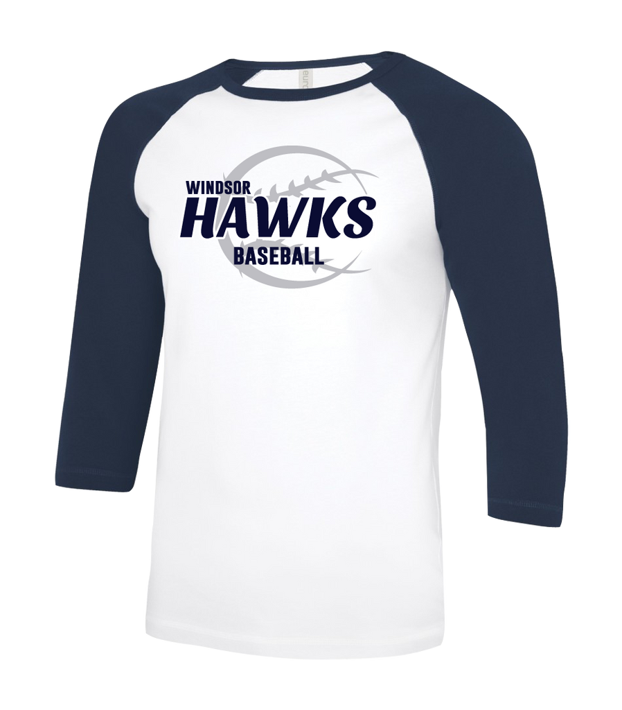 Hawks Baseball Youth Two Toned Baseball T-Shirt with Printed Logo