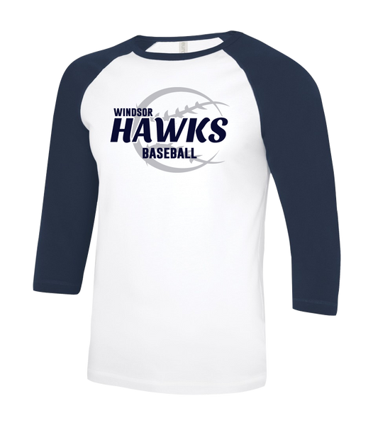 Hawks Baseball Adult Two Toned Baseball T-Shirt with Printed Logo