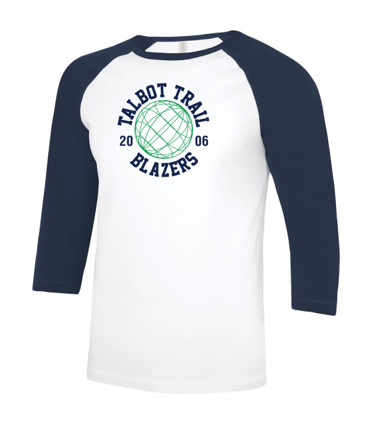Talbot Trail Blazers Adult Two Toned Baseball T-Shirt with Printed Logo