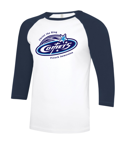 Comets Adult Two Toned Baseball T-Shirt with Printed Logo