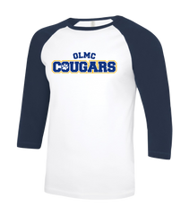 OLMC Cougars Youth Two Toned Baseball T-Shirt with Printed Logo