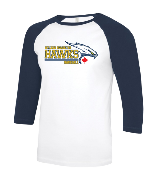Walker Hawks Youth Two Toned Baseball T-Shirt with Printed Logo