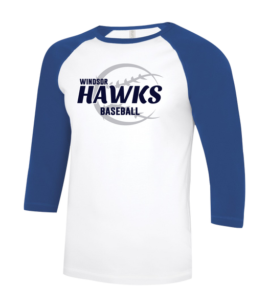 Hawks Baseball Adult Two Toned Baseball T-Shirt with Printed Logo