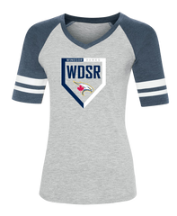 WDSR Ladies Two Toned Baseball T-Shirt with Printed Logo