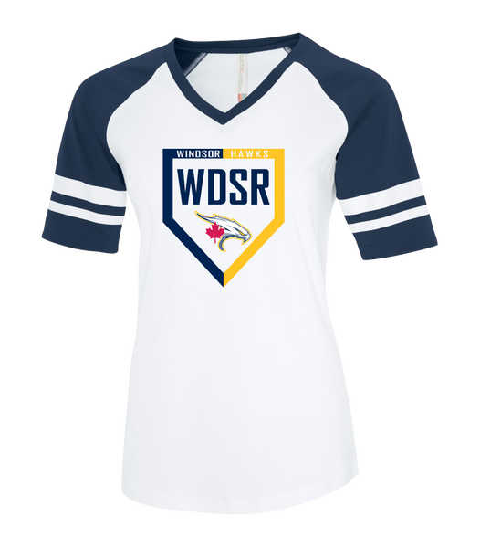 WDSR Ladies Two Toned Baseball T-Shirt with Printed Logo