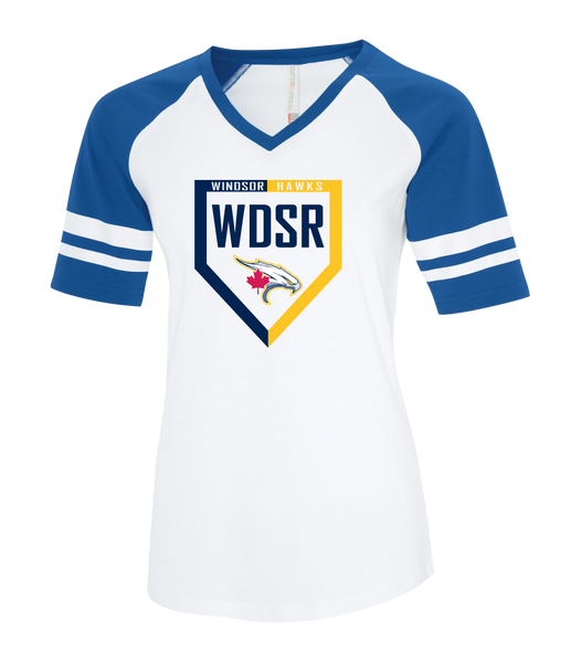 WDSR Ladies Two Toned Baseball T-Shirt with Printed Logo