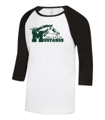 Mustangs Staff Two Toned Baseball T-Shirt with Printed Logo