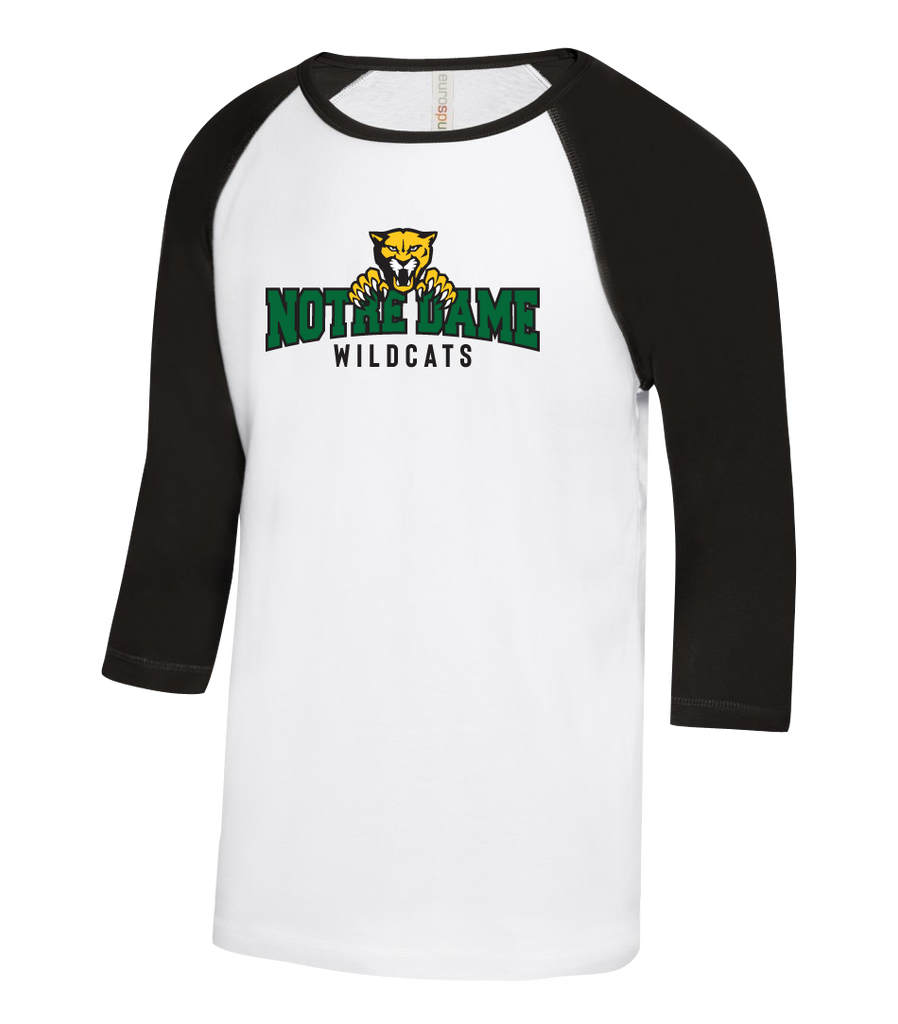 Wildcats Two Toned Baseball T-Shirt with Printed Logo YOUTH