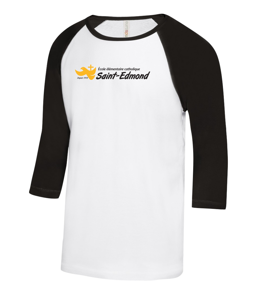 Saint-Edmond Adult Two Toned Baseball T-Shirt with Printed Logo