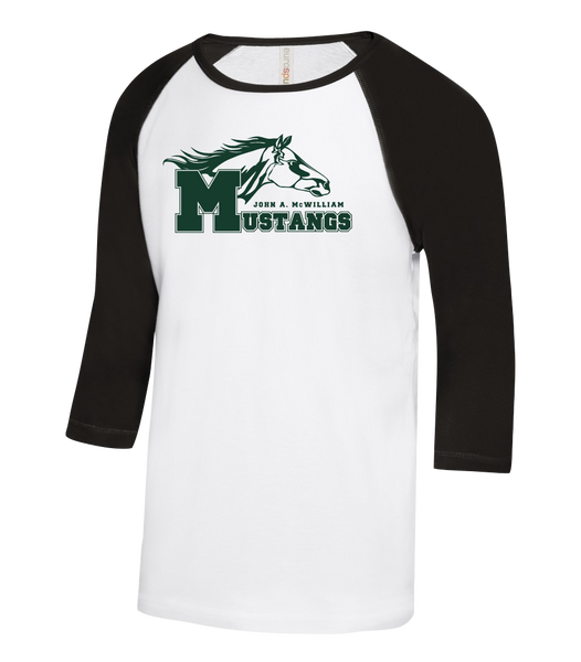 Mustangs Youth Two Toned Baseball T-Shirt with Printed Logo