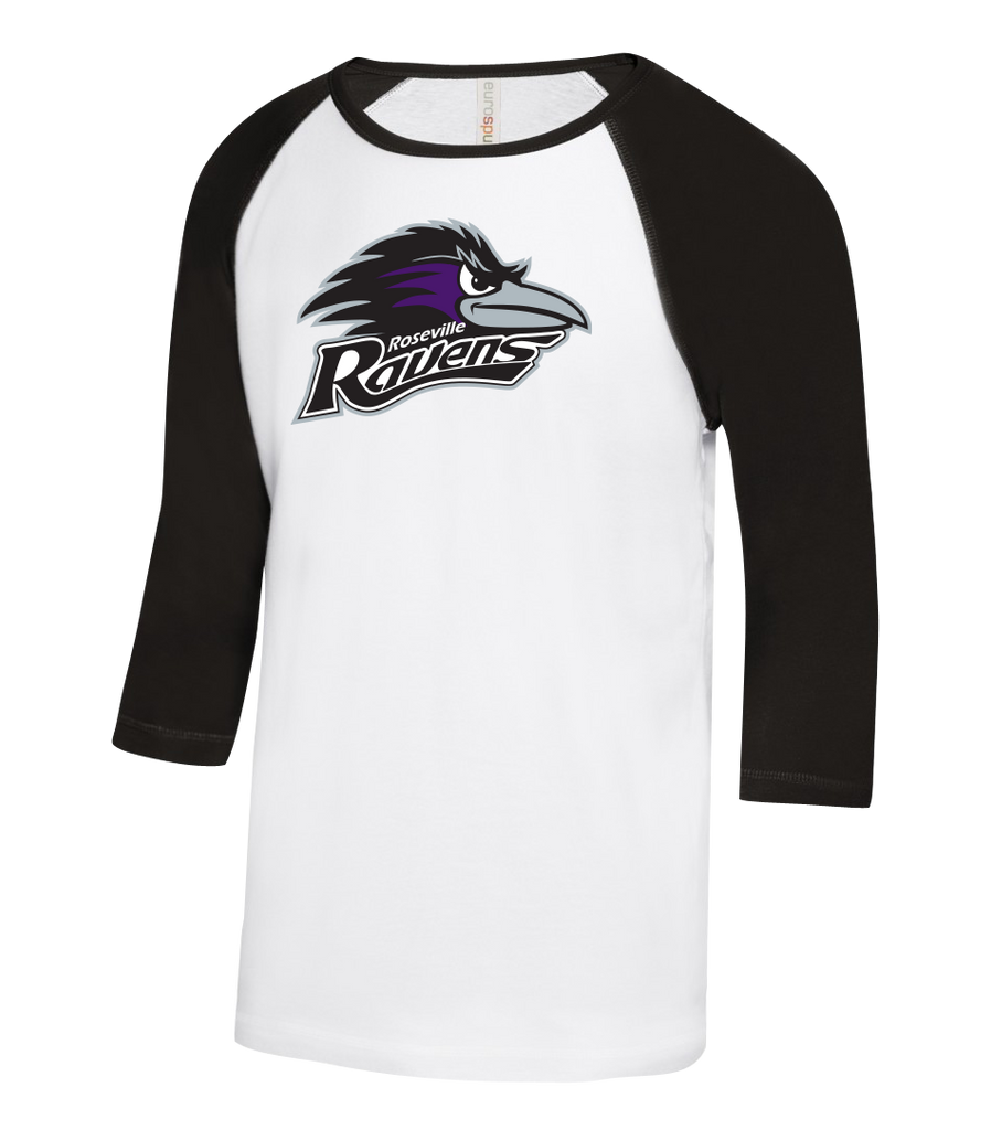 Roseville Ravens Youth Two Toned Baseball T-Shirt with Printed Logo