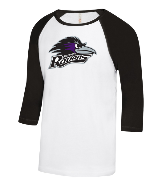 Roseville Ravens Youth Two Toned Baseball T-Shirt with Printed Logo