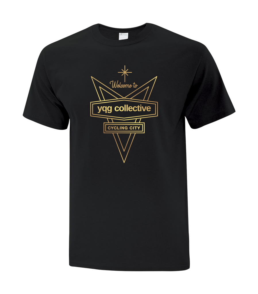 Welcome to YQG Collective Cotton Adult T-Shirt with Gold Printed logo
