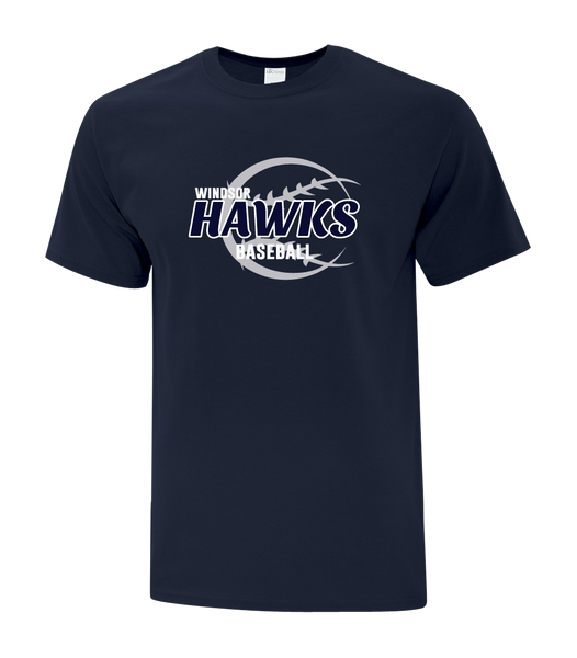 Hawks Baseball Adult Cotton T-Shirt with Printed logo