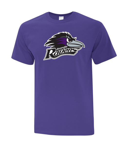 Roseville Ravens Adult Cotton T-Shirt with Printed logo