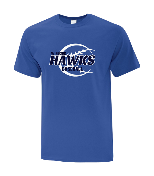 Hawks Baseball Adult Cotton T-Shirt with Printed logo