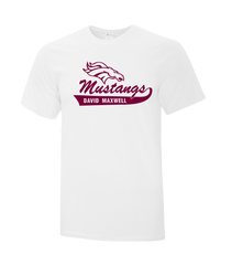 David Maxwell Mustangs Adult Cotton T-Shirt with Printed logo