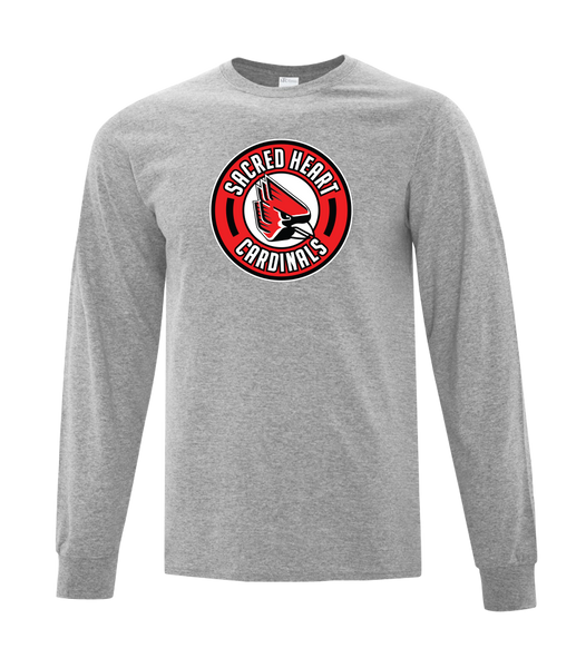 Scared Heart Cardinals Adult Cotton Long Sleeve with Printed Logo