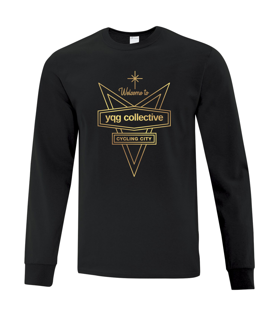 Welcome to YQG Collective Cotton Adult Long Sleeve with Gold Printed logo