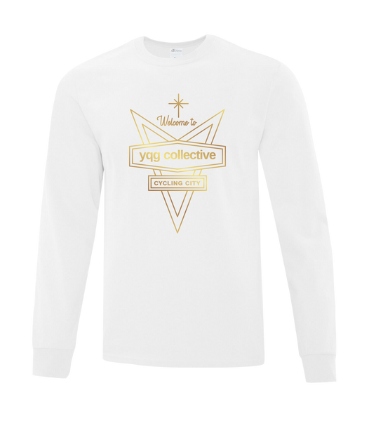 Welcome to YQG Collective Cotton Adult Long Sleeve with Gold Printed logo
