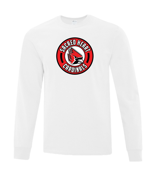 Scared Heart Cardinals Adult Cotton Long Sleeve with Printed Logo