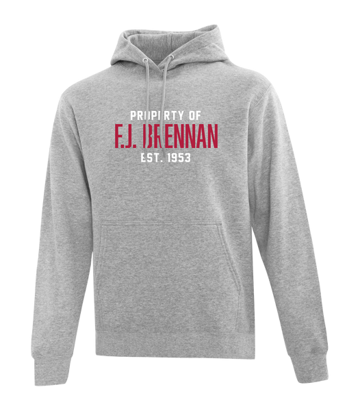 Property of F.J. Brennan Adult Cotton Hooded Sweatshirt with Personalized Left Sleeve