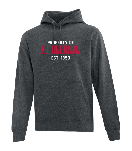Property of F.J. Brennan Adult Cotton Hooded Sweatshirt with Personalized Left Sleeve
