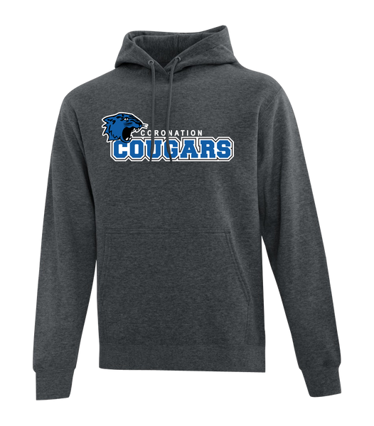 Coronation Cougars Adult Cotton Pull Over Hooded Sweatshirt with Embroidered Logo