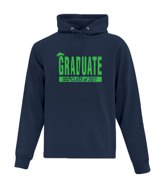 Holy Cross Grad Adult Cotton Hooded Sweatshirt with Printed Logo with Personalization