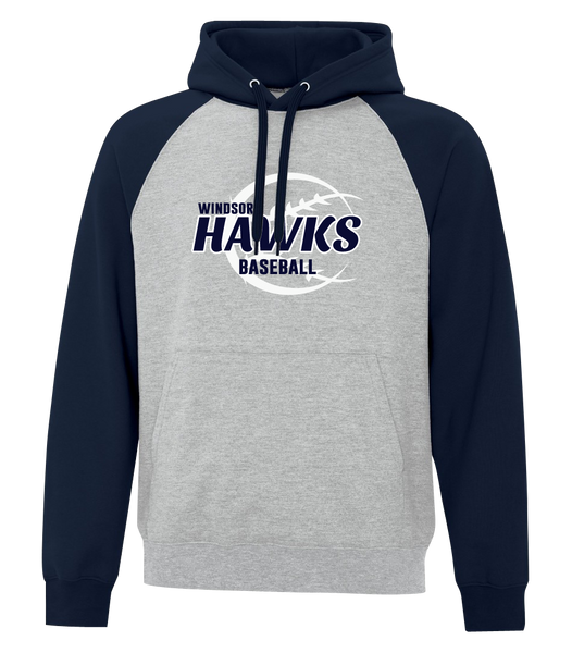 Hawks Baseball Adult Cotton Hooded Two-tone Sweatshirt with Printed Logo