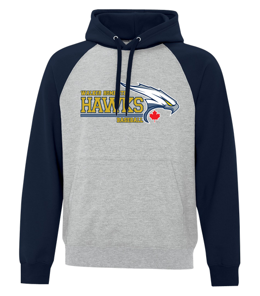 Walker Hawks Adult Cotton Hooded Two-tone Sweatshirt with Printed Logo