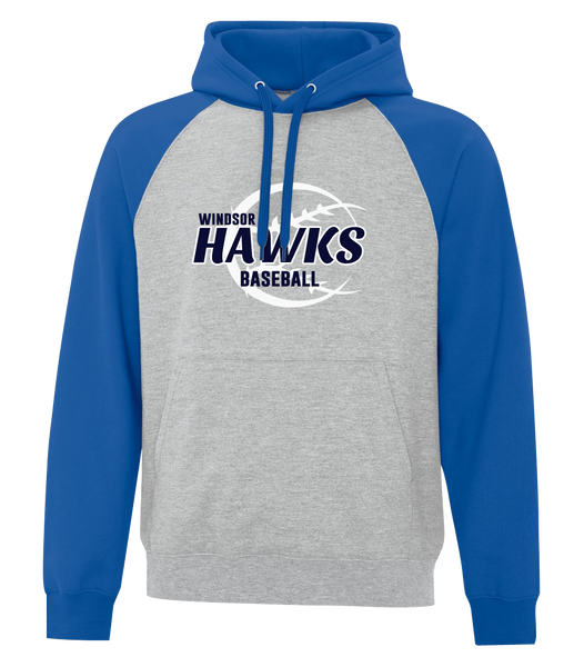 Hawks Baseball Adult Cotton Hooded Two-tone Sweatshirt with Printed Logo