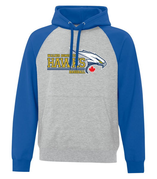 Walker Hawks Adult Cotton Hooded Two-tone Sweatshirt with Printed Logo
