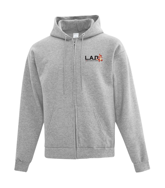 LAD Adult Cotton Full Zip Hooded Sweatshirt with Left Chest Embroidered Logo