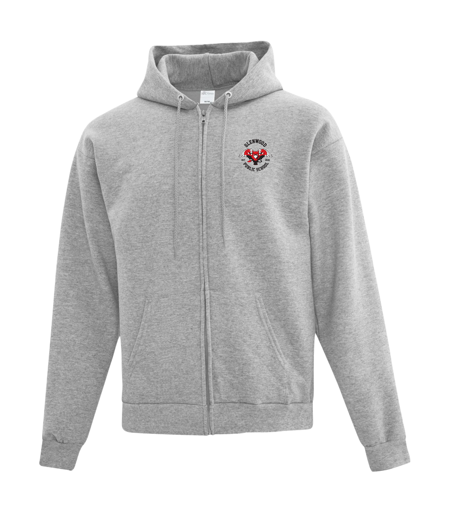 Glenwood Adult Cotton Full Zip Hooded Sweatshirt with Left Chest Embroidered Logo