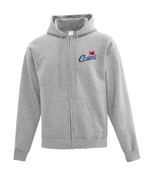 Cardinals Adult Cotton Full Zip Hooded Sweatshirt with Left Chest Embroidered Logo