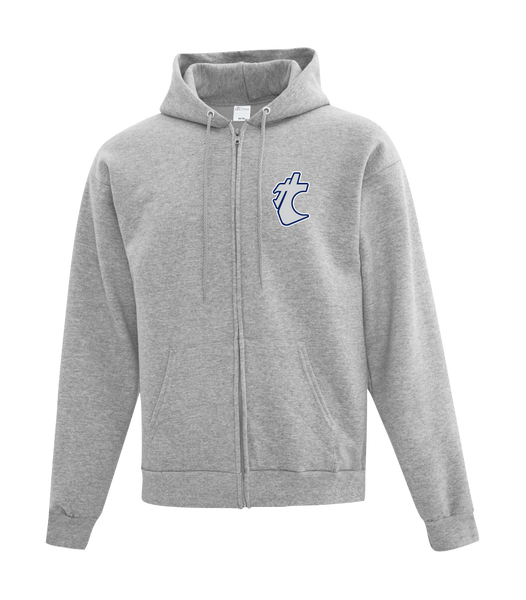 Huskies Staff Adult Cotton Full Zip Hooded Sweatshirt with Left Chest Embroidered Logo