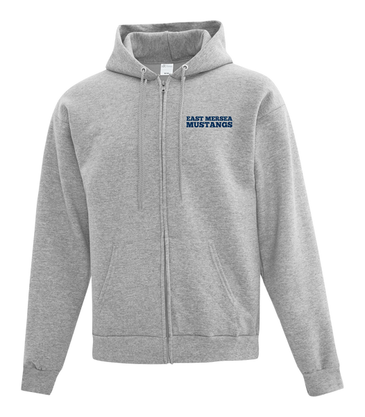 East Mersea Adult Cotton Full Zip Hooded Sweatshirt with Left Chest Embroidered Logo