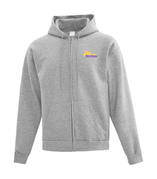 Torches Adult Cotton Full Zip Hooded Sweatshirt with Left Chest Embroidered Logo