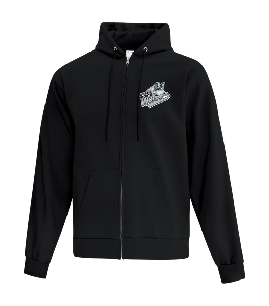 Wolves Staff Adult Cotton Full Zip Hooded Sweatshirt with Left Chest Embroidered Logo