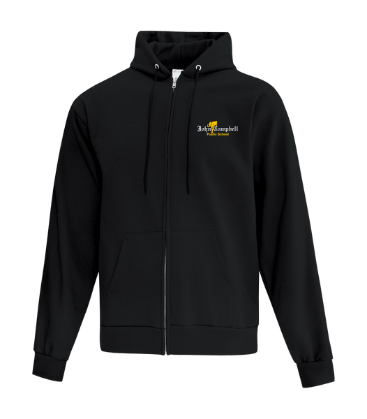 John Campbell Adult Cotton Full Zip Hooded Sweatshirt with Left Chest Embroidered Logo