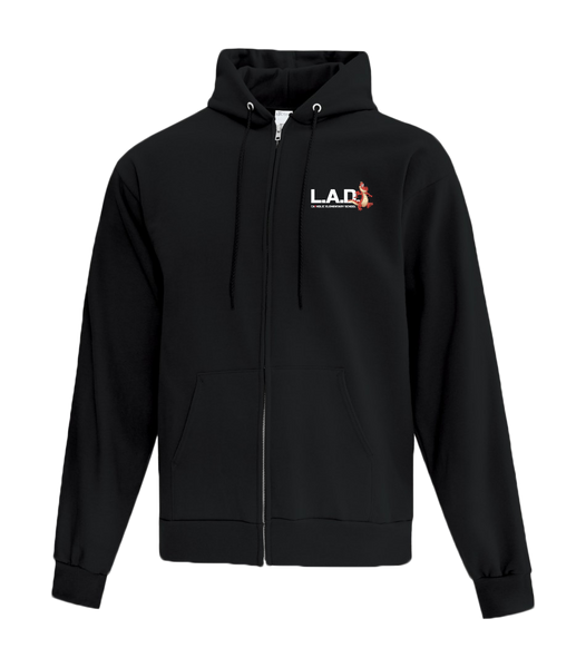 LAD Adult Cotton Full Zip Hooded Sweatshirt with Left Chest Embroidered Logo