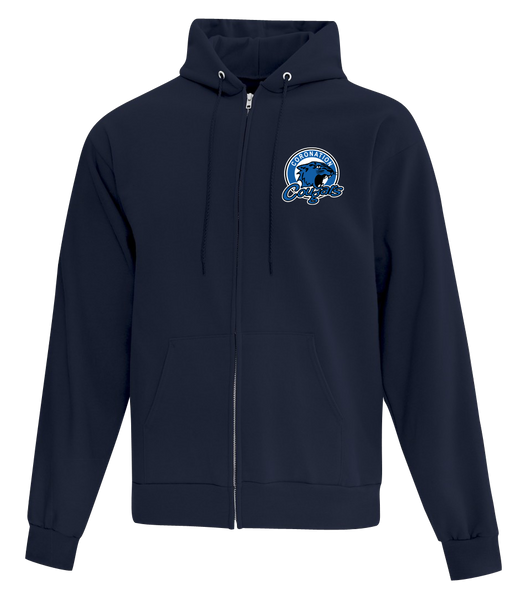 Coronation Cougars Youth Cotton Full Zip Hooded Sweatshirt with Left Chest Embroidered Logo